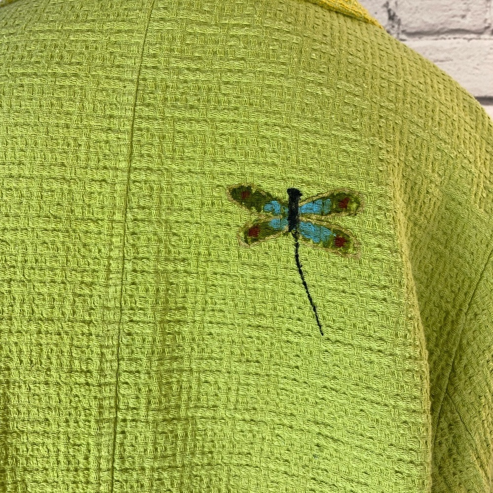 Odile Green Floral Hand Painted Lightweight Jacket Shacket Vintage Size Large - Picture 10 of 12